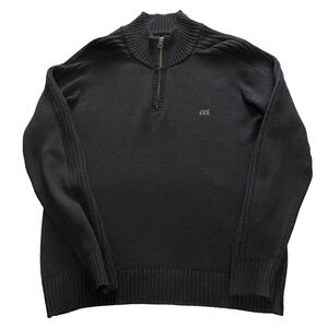 Mistral Womens Dark Sweater Sz Small Black 1/4 Zip Mock Neck Preppy Cottage Core